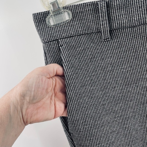 Ann Taylor Black White Tiny Houndstooth Print Pockets Zip Pants Trousers Office - Picture 2 of 12